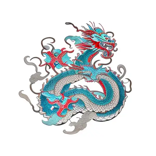 Dragon and warrior  tattoo design idea