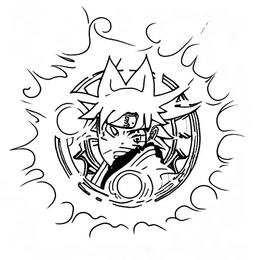 A minimalist tattoo of Naruto performing the Rasengan technique tattoo design idea