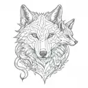 wolf and fox surrounded tattoo design idea
