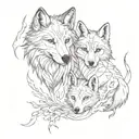 wolf and fox surrounded tattoo design idea