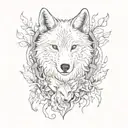 wolf and fox surrounded tattoo design idea