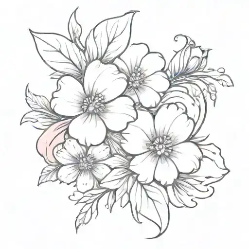 breast cancer ribbon with flower   tattoo design idea