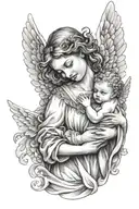 angel holding baby angel tattoo design idea