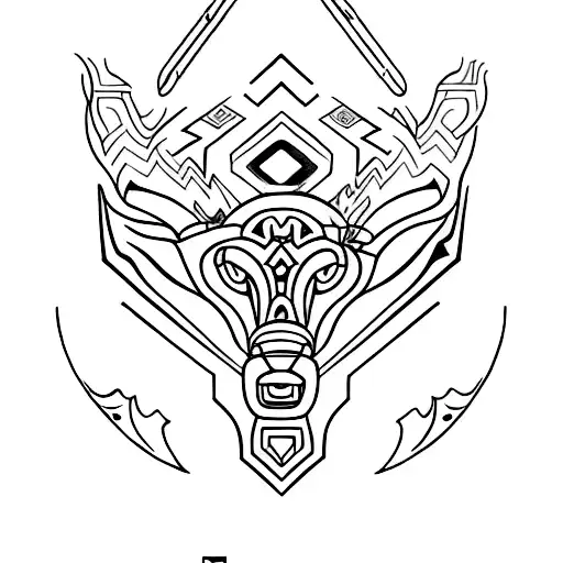Tribal tattoo design combining elements of sports, engineering, cars, and animals tattoo design idea
