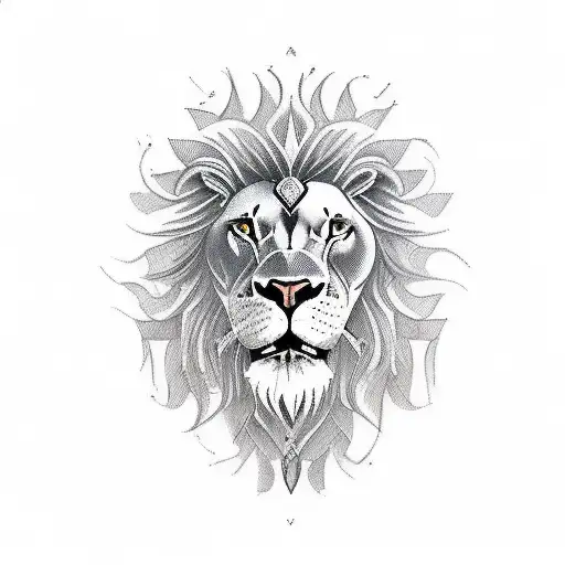 Wine glass transforming into a lion's head tattoo design idea