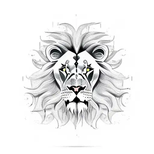 Wine glass transforming into a lion's head tattoo design idea