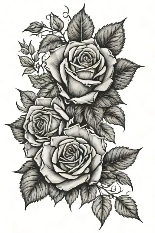 cross family first roses tattoo design idea