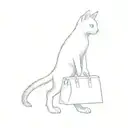 a Black cat carrying a bag, in the bag the word KPS tattoo design idea