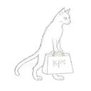 a Black cat carrying a bag, in the bag the word KPS tattoo design idea