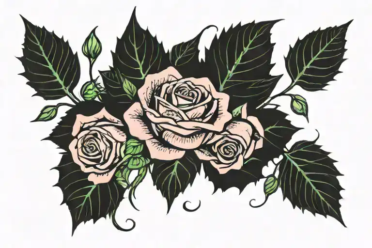 rose wrapped with poison ivy and thorns wrapped tattoo design idea