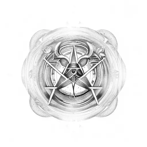 A movie reel with six frames depicting iconic movies and an Aries symbol incorporated tattoo design idea