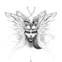 mythical winged sphinx woman tattoo design idea
