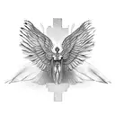 mythical winged sphinx woman tattoo design idea