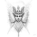 mythical winged sphinx woman tattoo design idea