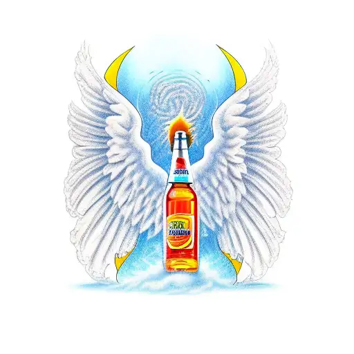 sunny d bottle, with angel wings  tattoo design idea
