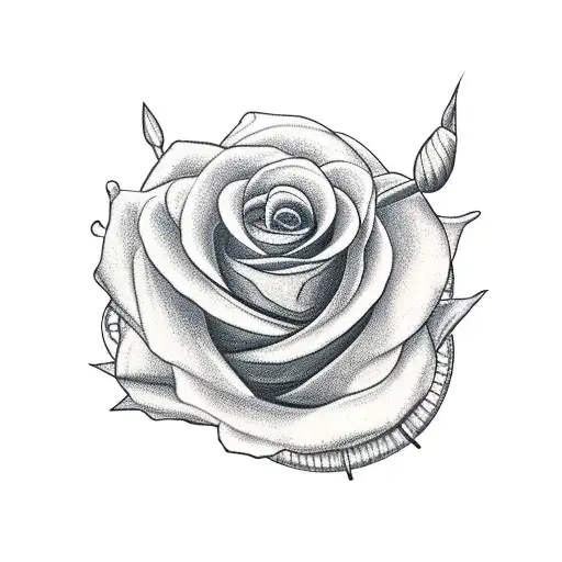 music note flower and heart tattoo design idea