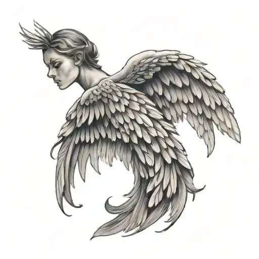fallen angel wings tattoo design idea
