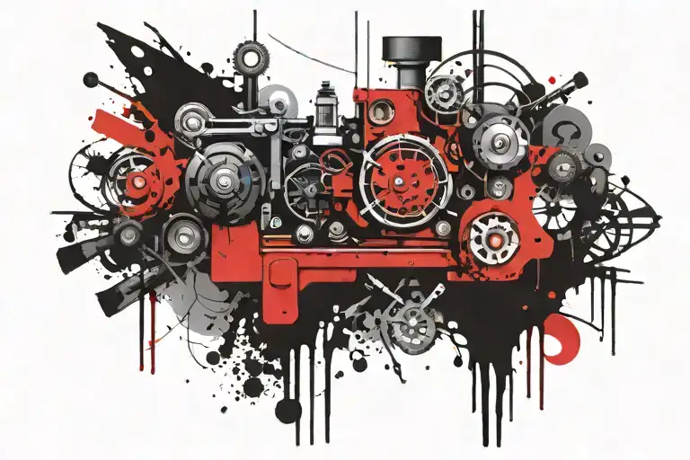 machinist, tools, blue collar tattoo design idea