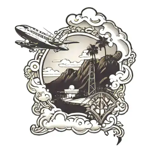 La with clouds and Hollywood sign intertwined tattoo design idea