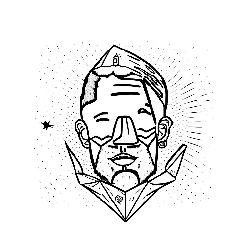 man on the moon kid cudi simple tattoo design idea
