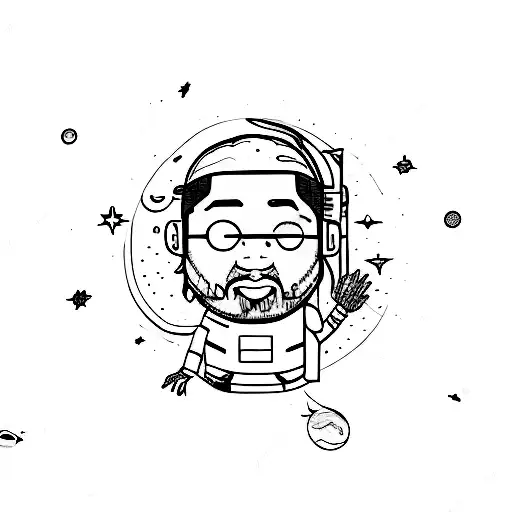 man on the moon kid cudi simple tattoo design idea