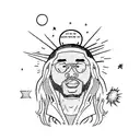 man on the moon kid cudi simple tattoo design idea