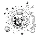 man on the moon kid cudi simple tattoo design idea