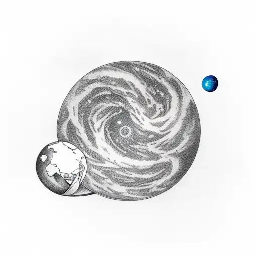 a boy staring at milky way and the globe  tattoo design idea