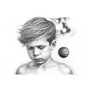 a boy staring at milky way tattoo design idea