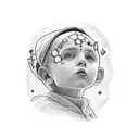 a boy staring at milky way tattoo design idea