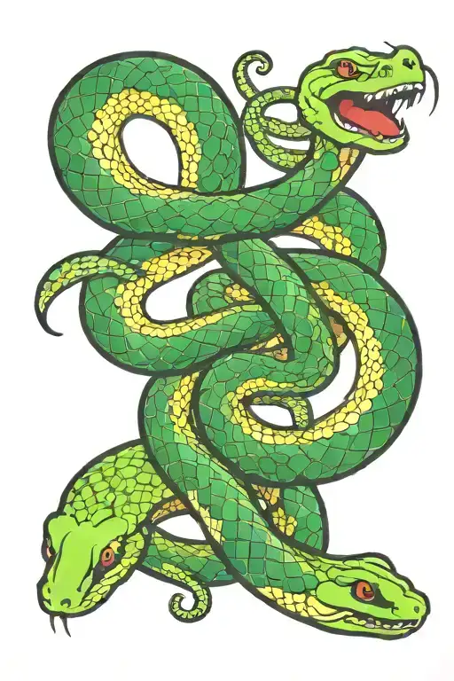snake has its own tail infinity green tattoo design idea
