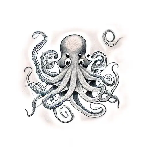 octopus with poppies and lupin flowers tattoo design idea