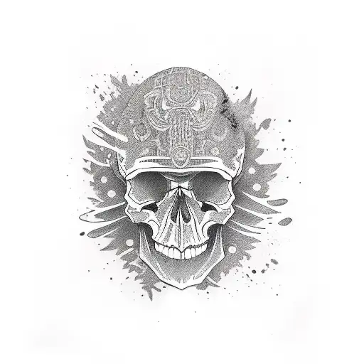 Skull and Gun  tattoo design idea