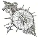 gothic pointy compass tattoo design idea