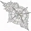 gothic pointy compass tattoo design idea
