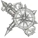 gothic pointy compass tattoo design idea