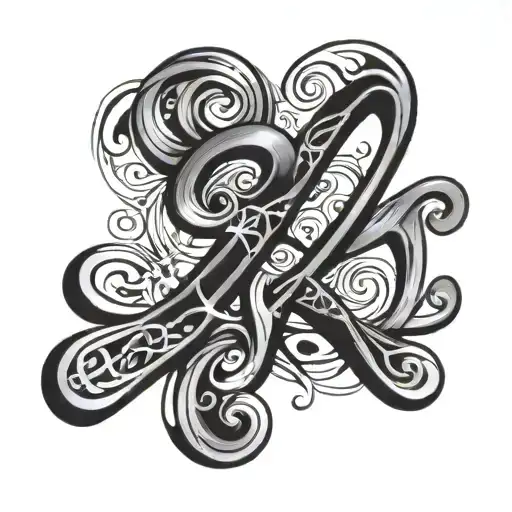 A tattoo featuring the numbers '22' and '614' intertwined in a creative and abstract design, representing the client's favorite things and hometown area code tattoo design idea