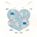 patchwork quilt shaped like a heart in printsin blue with the words I love you, Granny Rosa written in the stitching  tattoo design idea
