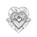 patchwork quilt shaped like a heart in printsin blue with the words I love you, Granny Rosa written in the stitching  tattoo design idea