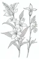 lavender and Lily of the valley flower tattoo design idea