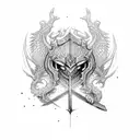 A straight sword, sword damaged, cobra wrapped around it, little glamour. tattoo design idea