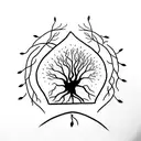 A minimalist tattoo of a tree with roots that spell out the word 'family' tattoo design idea