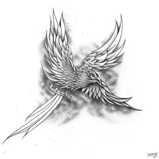 Phoenix abstract tattoo design idea