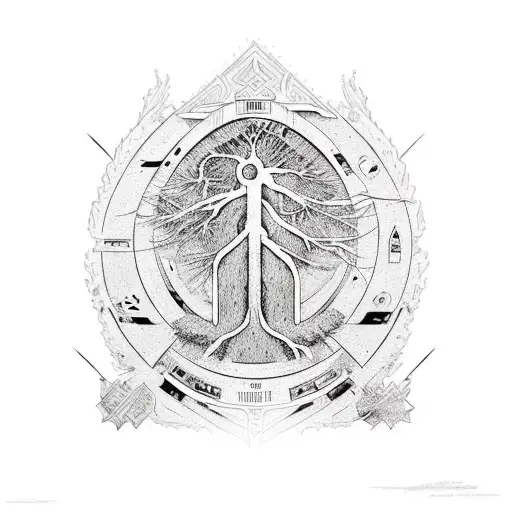 a family tree with the name Levi and the name Celine with hint of cyberpunk and Gaelic mythology influences  tattoo design idea