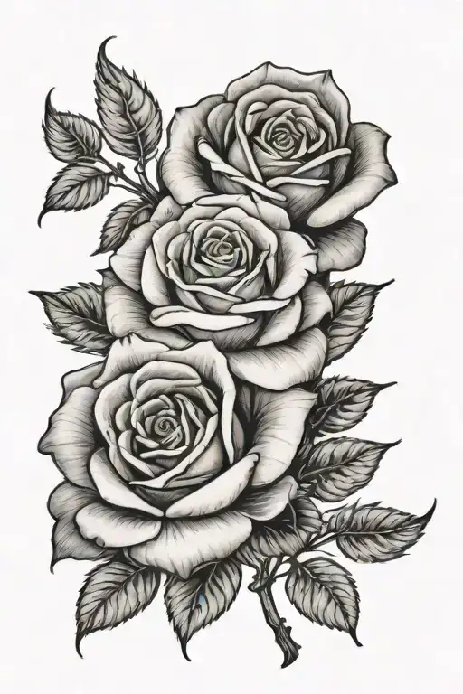 three roses intertwined tattoo design idea