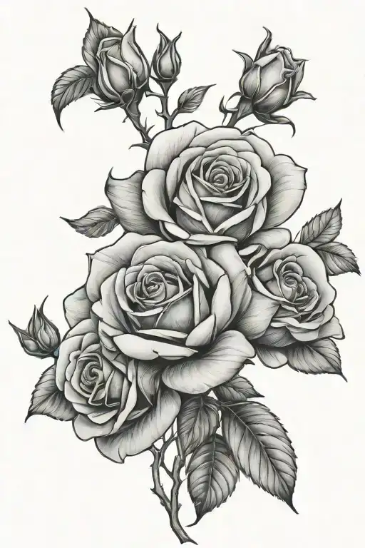 three roses blooming tattoo design idea