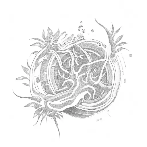 Turbocharger with plants growing inside of it tattoo design idea