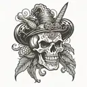 skull pumpkins unicorn tattoo design idea