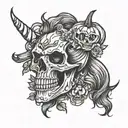 skull pumpkins unicorn tattoo design idea
