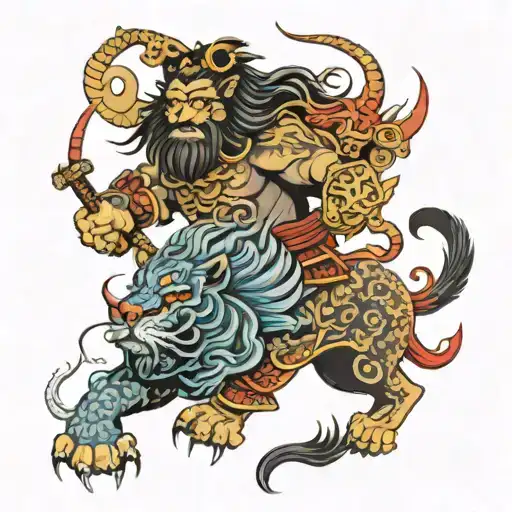 Lion and Warrior tattoo design idea